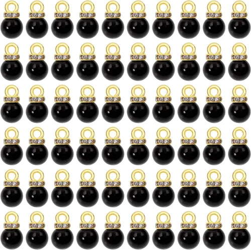 Miniatura 10 de Tupalizy 100 cuentas de perlas de 0.315 pulgadas con diamantes de imitación para hacer joyas, aretes, pulseras, collares, llavero, accesorios