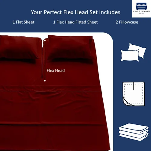 Miniatura 3 de Juego de sábanas de 4 piezas de Cottingon con cabeza flexible tamaño King, sábans superiores divididas de 34 pulgadas para camas ajustables Sleep
