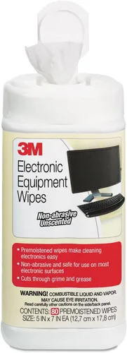 Miniatura 2 de 3M Toallitas de limpieza para equipos electrónicos, 1 capa, 5.5 x 6.75, sin perfume, blanco, 80bote