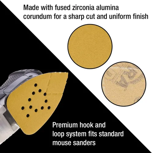 Miniatura 6 de Dura-Gold Hojas de lija de papel de lija prémium con detalles de ratón, grano 400 (caja de 24), discos de mouse con diseño de gancho y bucle de 12