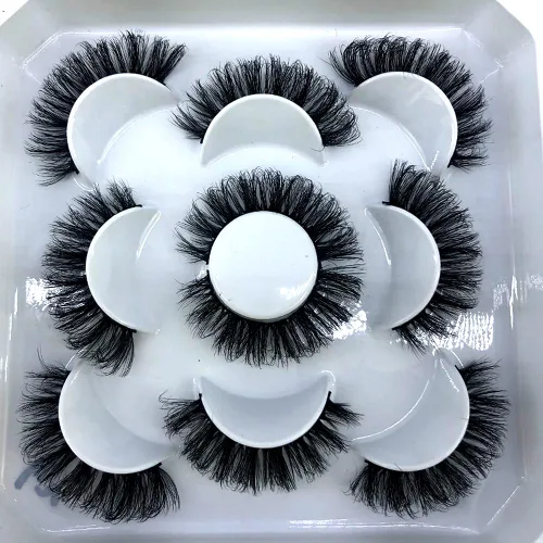 Miniatura 35 de 5 pares de pestañas postizas de visón 3D de 0.98 pulgadas a granel, con caja personalizada, pestañas postizas naturales finas al por mayor (ML-07)