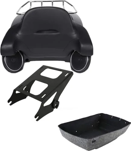 TCMT Caja de maletero para motocicleta King con respaldo envolvente y portaequipajes con altavoces, para 2 personas, compatible con Harley 2014-2025