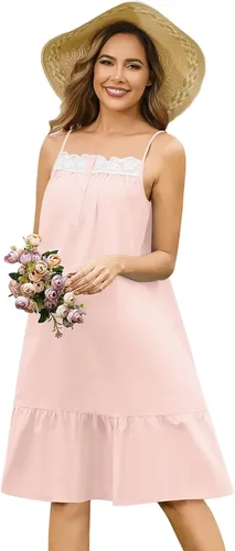 Miniatura 20 de YOZLY - Camisones de algodón sin mangas para mujer, camisón de tanque de noche con bolsillos