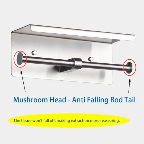 Miniatura 5 de Soporte de papel higiénico de doble rollo con estante, dispensador de pañuelos de acero inoxidable montado en la pared para baño (plateado)