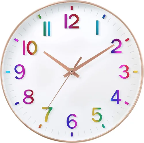 Miniatura 16 de HZDHCLH Reloj de pared de cuarzo moderno, funciona con pilas, 12 pulgadas, silencioso, sin tictac, números 3D, reloj redondo para pared, reloj