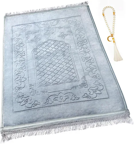 Miniatura 9 de Alfombra de oración musulmana con cuentas de oración Tasbih, suave y grande para oración islámica mate, alfombrilla de oración islámica acolchada