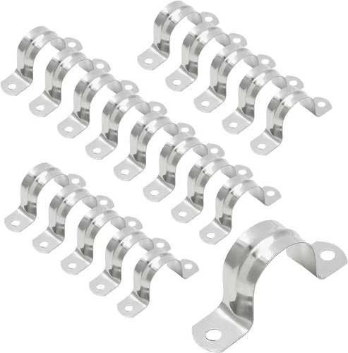 Miniatura 14 de Bonsicoky 5 correas de tubo rígido M100, 4 pulgadas de acero inoxidable con 2 agujeros para cable U abrazadera de tubo para fijación de tuberías