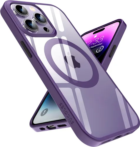 Miniatura 42 de SUCGLES Funda para iPhone 13 Pro Max con MagSafe, imán ultra fuerte N56, protección contra caídas de 12 pies, antiamarilleo, funda magnética