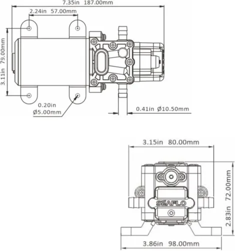 Miniatura 8 de SEAFLO Bomba de agua de la serie 22 - 12V, 1,3 GPM, 100 PSI - Bomba de presión de agua de diafragma bajo demanda para aplicaciones marinas, RV