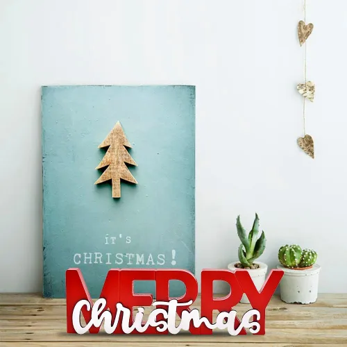 Miniatura 2 de GHOSTMAGIC Letrero de Feliz Navidad, Decoración de Navidad de Madera, Centro de Mesa Independiente, Decoración de Fiesta de Navidad para Mesa
