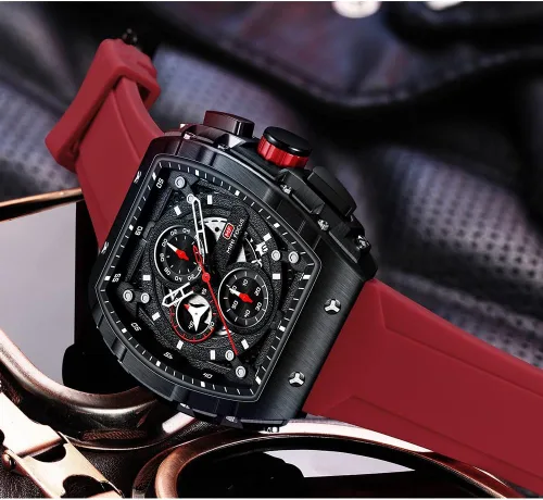 Miniatura 2 de Mini Focus - Reloj deportivo de moda para hombre (cronógrafo, impermeable, luminoso, calendario) con correa de silicona y cuarzo para hombre, Negro