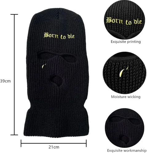 Miniatura 2 de Winter Windproof Knitted Cycling Ski Mask Neck Warmer 3 Hole Balaclavas Full Face Cover