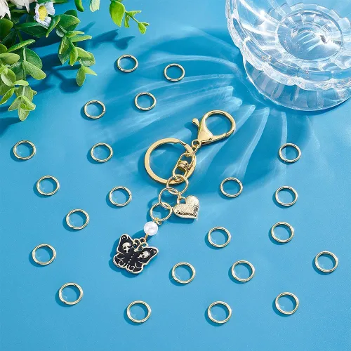 Miniatura 4 de UNICRAFTALE 100 anillos de salto abiertos de acero inoxidable 304 de 0.512 in, redondos, chapados en oro, básicos, perfectos para hacer joyas