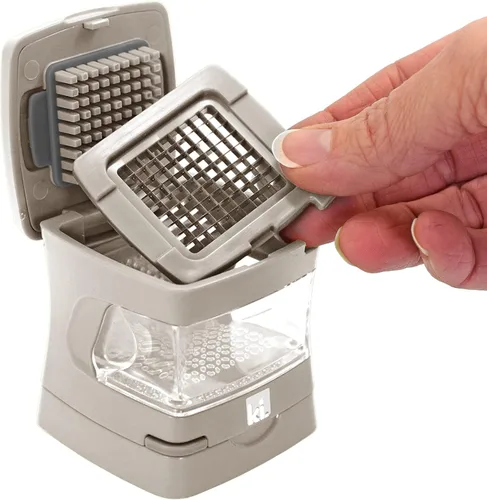 Miniatura 5 de Prensa de ajo Garlic-A-Peel, trituradora, cortadora, picadora y contenedor de almacenamiento - Incluye pelador de ajo de silicona - Fácil de limpiar