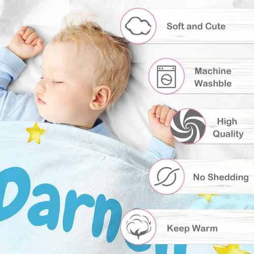 Miniatura 4 de Manta de bebé personalizada para niñas, manta de bebé personalizada con nombre, súper suave, mantas personalizadas con nombre para niños, mantas