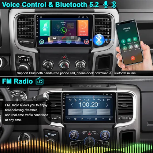 Miniatura 5 de Radio de coche 4G+64G de 8 núcleos para Dodge 2013-2018 RAM 1500/2500/3500 (CA manual y automática), pantalla táctil IPS de 9 pulgadas estéreo