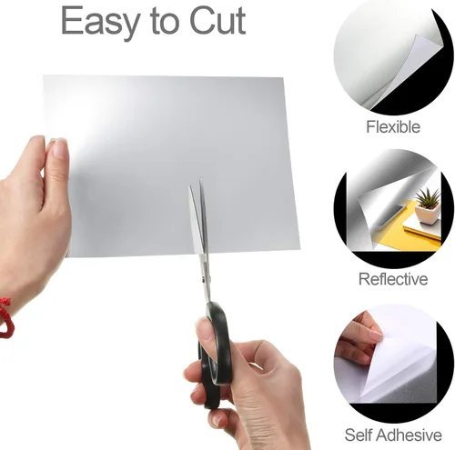 Miniatura 4 de Zonon Hojas de espejo flexibles autoadhesivas, no de vidrio, azulejos adhesivos para decoración de pared del hogar (20 piezas, 6 x 9 pulgadas)