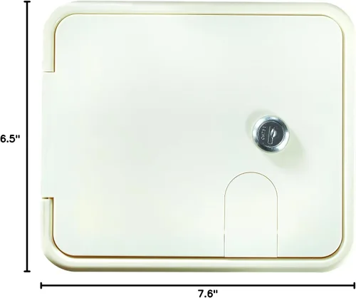 Miniatura 3 de RV Designer B150, escotilla de cable eléctrico con bloqueo, 7.6 pulgadas x 6.5 pulgadas x 2 pulgadas, blanco polar
