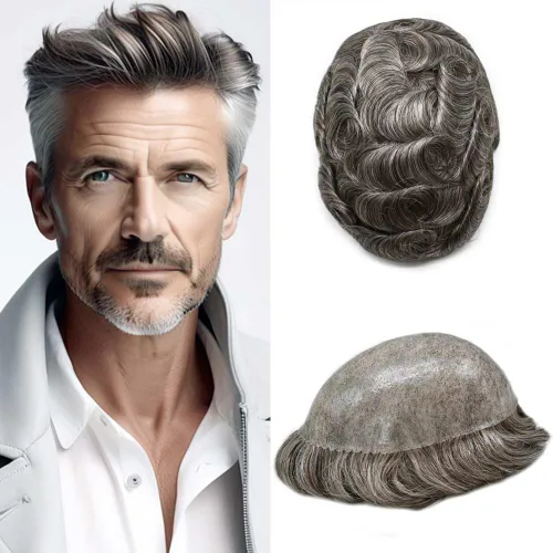 Miniatura 54 de Toupee - Cabello humano para hombre, 64 colores, transparente, piezas de pelo de piel de polietileno para hombres, sistema de reemplazo de cabello