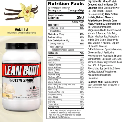Miniatura 5 de Labrada Nutrition Batido de reemplazo de comida con alto contenido de proteínas para cuerpo delgado, vainilla, envase de 2.47 lb El empaquetado