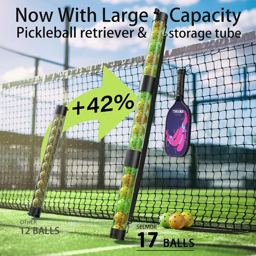 Miniatura 2 de Recuperador de bolas de pickleball de 17 bolas y soporte de bolas con correa, protector de espalda para accesorios de pickleball, rápido para Verde
