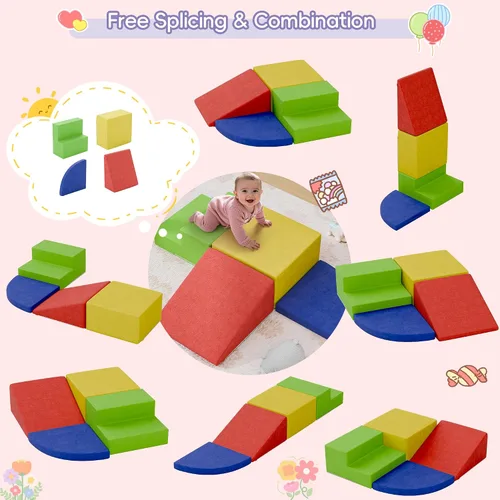 Miniatura 5 de 4 piezas de bloques de espuma para escalar para niños pequeños, gimnasio de escalada para bebés con espuma de ultra alta densidad para gatear