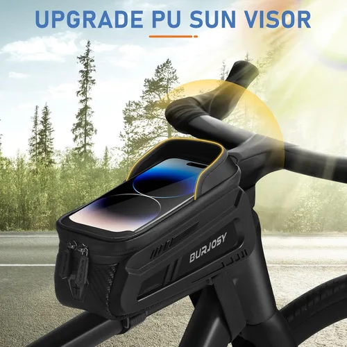 Miniatura 3 de Bolsa de marco frontal para teléfono de bicicleta, bolsa impermeable para teléfono con pantalla táctil de TPU y visera solar, accesorios