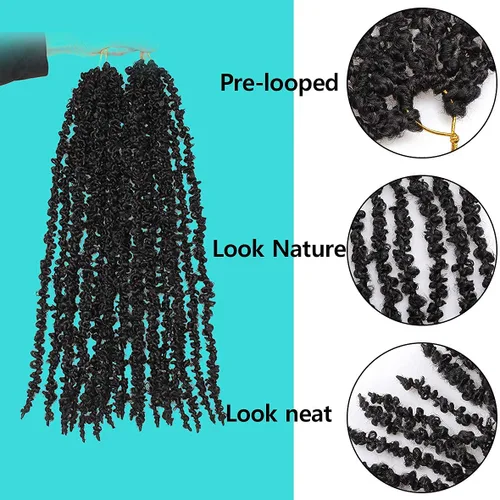 Miniatura 6 de ZRQ 6 paquetes de cabello de ganchillo Butterfly Locs de 20 pulgadas, extensiones de cabello sintético desgastado negro, trenzas de ganchillo