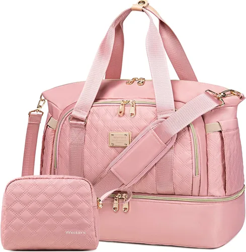 Weitars Gym Bag For Women,Travel Duffel Bag Weekender Bag,Sport Bag With Shoes Compartment And Wet Pocket,Large Carry On Bag Overnight Hospital Bag