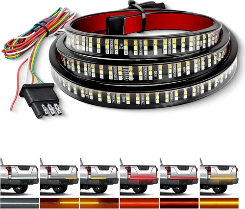 Miniatura 9 de GOOACC - Tira de luz para portón trasero de camioneta de 48"/49", 5 funciones, 90 LED rojo/blanco de una sola fila, iluminación trasera universal
