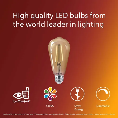 Miniatura 5 de PHILIPS LED 60W A19 Paquete de 8 bombillas de luz diurna ultra definición (5000 K) 800 lúmenes (8 W = 60 W) regulables sin parpadeo Ámbar (2000k)