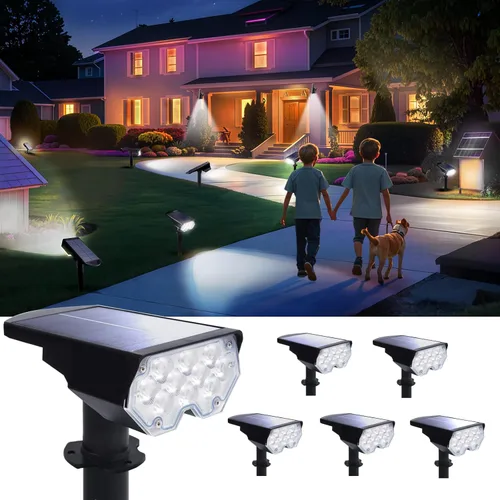 Miniatura 11 de Foco de energía solar para exteriores, impermeable, iluminación LED para patio, árbol, plantas, paredes, camino, jardín, estatuas, brillo ajustable