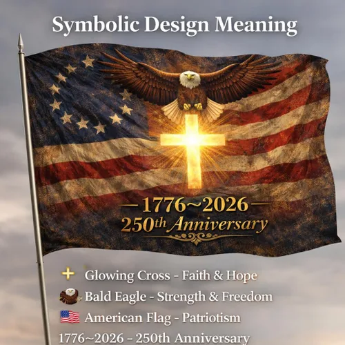 Miniatura 4 de Bandera de Estados Unidos 250 – Bandera patriótica de 3 capas de doble cara de 3 capas para exteriores, We The People 1776-2026 - Cartel patriótico