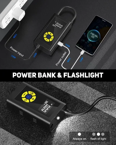 Miniatura 4 de LAMONKE Inflador de neumáticos portátil de 150 PSI, compresor de aire recargable para automóviles, bicicletas, motocicletas, pelotas, con luz LED