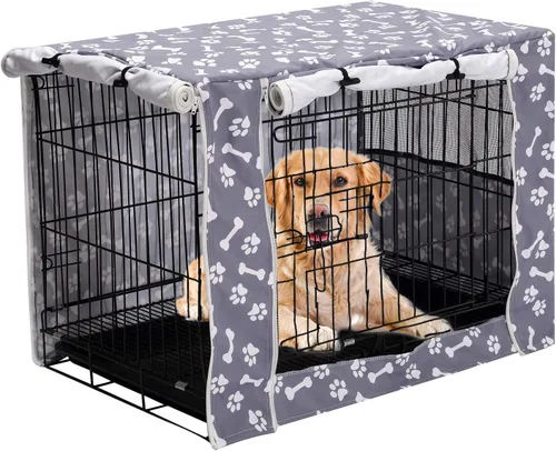 Miniatura 8 de Pethiy Funda para jaula de perro de poliéster duradero, ajuste universal para jaula de perro de alambre, se adapta a la mayoría de jaulas de perros