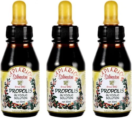 Distribuidor oficial - 3 botellas de extracto glicólico líquido de propóleo de abeja verde brasileña, sin alcohol, sin cera, sin azúcar