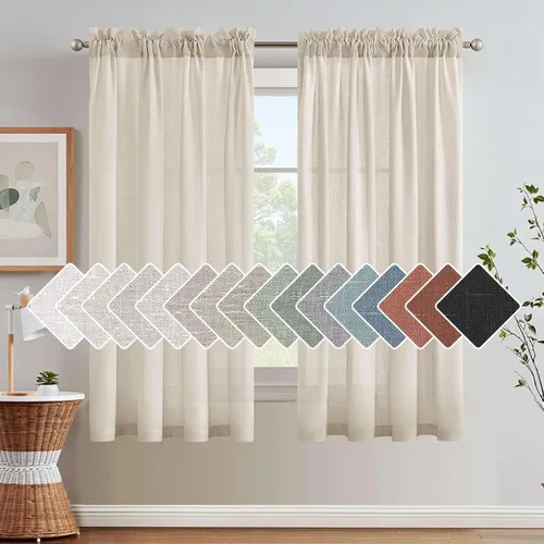 Miniatura 60 de H.VERSAILTEX Cortinas de Lino con Textura Filtradoras de Luz para Tratamiento de Ventanas de Sala de Estar, Cortinas Naturales Duraderas