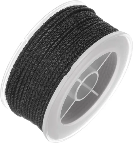 Miniatura 3 de HARFINGTON Cordón de hilo de nailon para cuentas de 0.063 in, cuerda de nailon trenzado extrafuerte para manualidades, pulseras, joyería, Negro