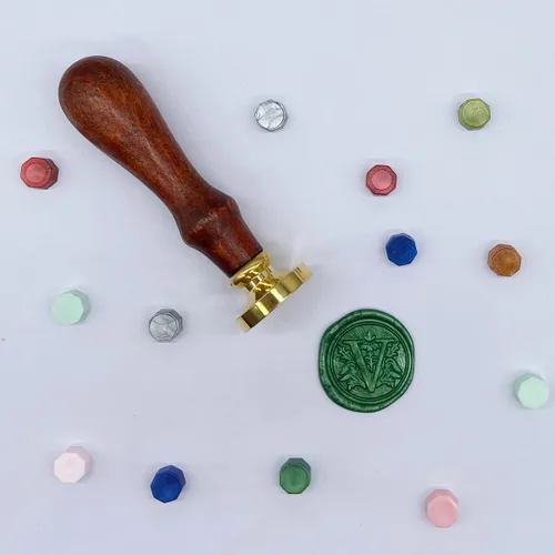 Miniatura 6 de 200 cuentas de sello de cera verde metálico, cuentas de sello de cera de Navidad verde pino a granel para invitaciones de boda, sello de cera
