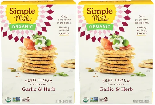 Miniatura 13 de Simple Mills - Galletas de semillas orgánicas, ajo y hierbas de olor, sin gluten, con semillas de lino, semillas de girasol, sin maíz, aperitivos
