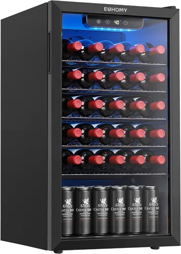 Miniatura 11 de EUHOMY 16 Bottle Wine Cooler Refrigerator, Compressor Wine Fridge with Glass Door, Freestanding Wine Cellar with Digital Temp Control & LED Light