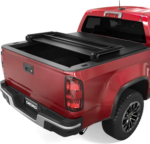 Miniatura 13 de oEdRo - Funda suave de triple pliegue para tonneau de camioneta de 5.2 pies, compatible con Chevy Colorado/GMC Canyon 2015-2025