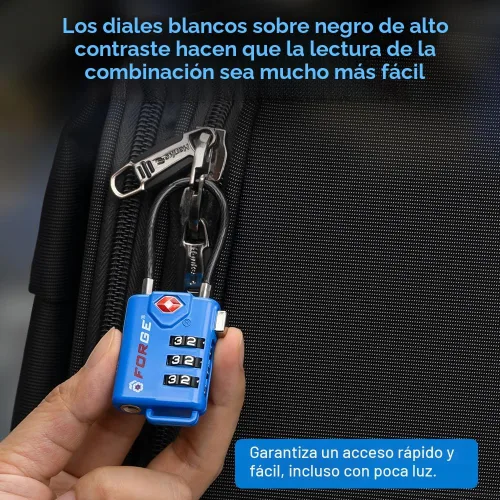 Miniatura 8 de Cerraduras para equipaje con cable aprobadas por la TSA, combinación reajustable con cuerpo de aleación, Moderno