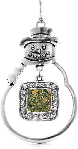 Miniatura 164 de Inspired Silver - Adorno de rodillo de reina - Adorno cuadrado de plata con muñeco de nieve con joyas de circonita cúbica