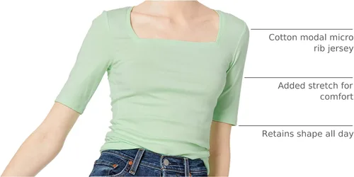 Miniatura 50 de Amazon Essentials - Camiseta de manga corta y cuello cuadrado para mujer