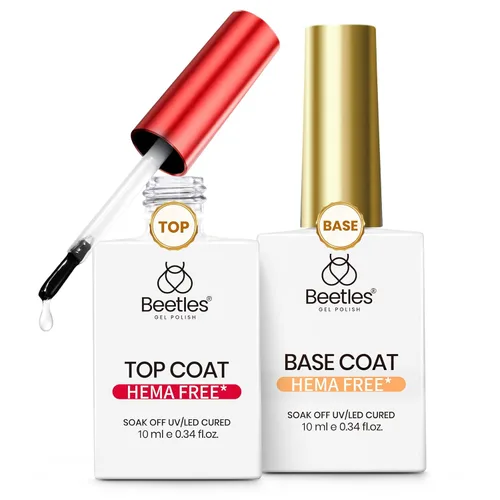 Miniatura 18 de Beetles 2 Piezas Juego de Base y Capa Superior de Gel Libre de Hema Sin Limpieza, Fórmula Suave Mejorada Capa Superior Brillante Esmalte de Uñas