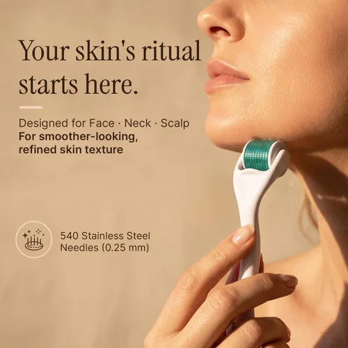 Miniatura 2 de Derma Roller para cuero cabelludo, barba y cara, rodillo de microagujas con microagujas de acero inoxidable 540 de 0.010 in, herramienta