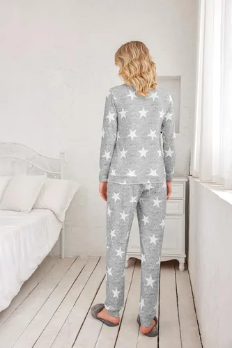 Miniatura 90 de Ekouaer Conjunto de pijama de manga larga para mujer, ropa de dormir suave con cuello redondo y bolsillos