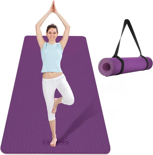 CAMBIVO Tapete de yoga extra ancho para mujeres y hombres (72"/84" x 32" x 1/4") Tapete de entrenamiento TPE antideslizante grande para yoga,