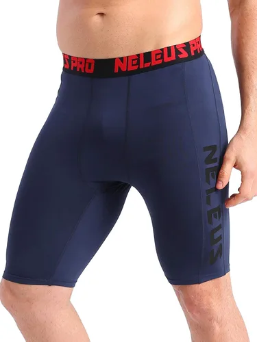 Miniatura 2 de NELEUS Paquete de 3 pantalones cortos de compresión para correr con bolsillos para hombre